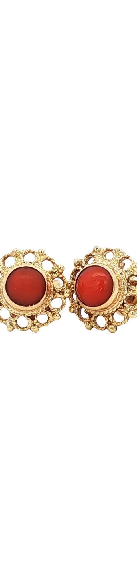 Vintage 14K Gold Stud Earrings with Red Coral